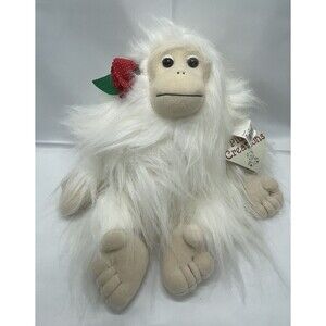 VTG Plush Creations 1988 White Orangutan Monkey Rose Girl 13" Furry Stuffed Toy